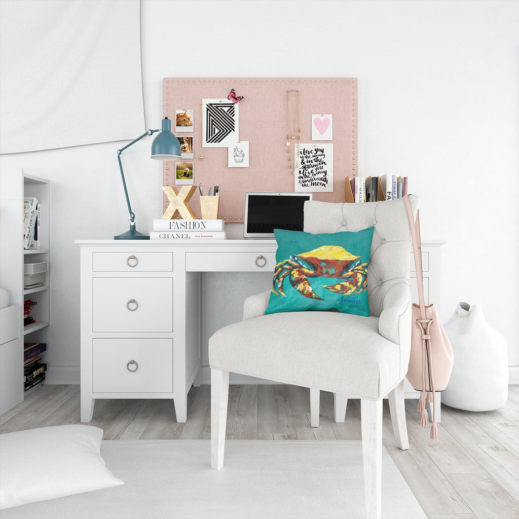 Crab Tunnel Decorative Throw Pillow 14x14 Indoor Outdoor Accent Cushion, Fabric Cover with Insert for Sofa, Bed, Porch & Living Room