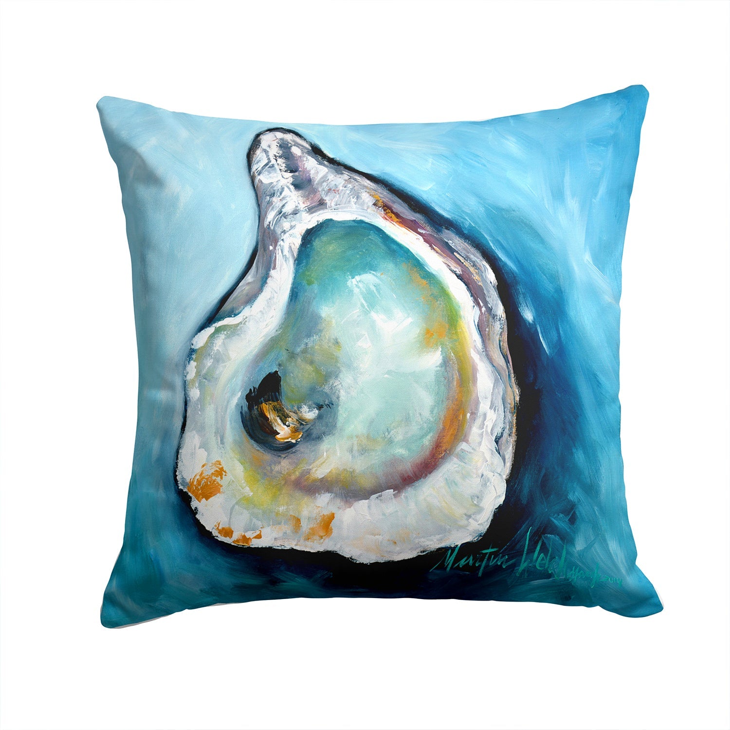 Oyster J Mac Decorative Throw Pillow 14x14 Indoor Outdoor Accent Cushion, Fabric Cover with Insert for Sofa, Bed, Porch & Living Room