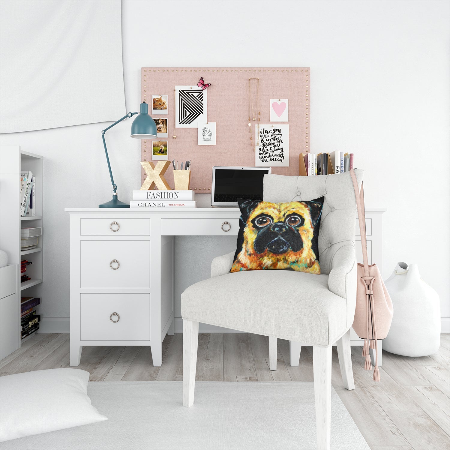 Pug It Out Decorative Throw Pillow 14x14 Indoor Outdoor Accent Cushion, Fabric Cover with Insert for Sofa, Bed, Porch & Living Room
