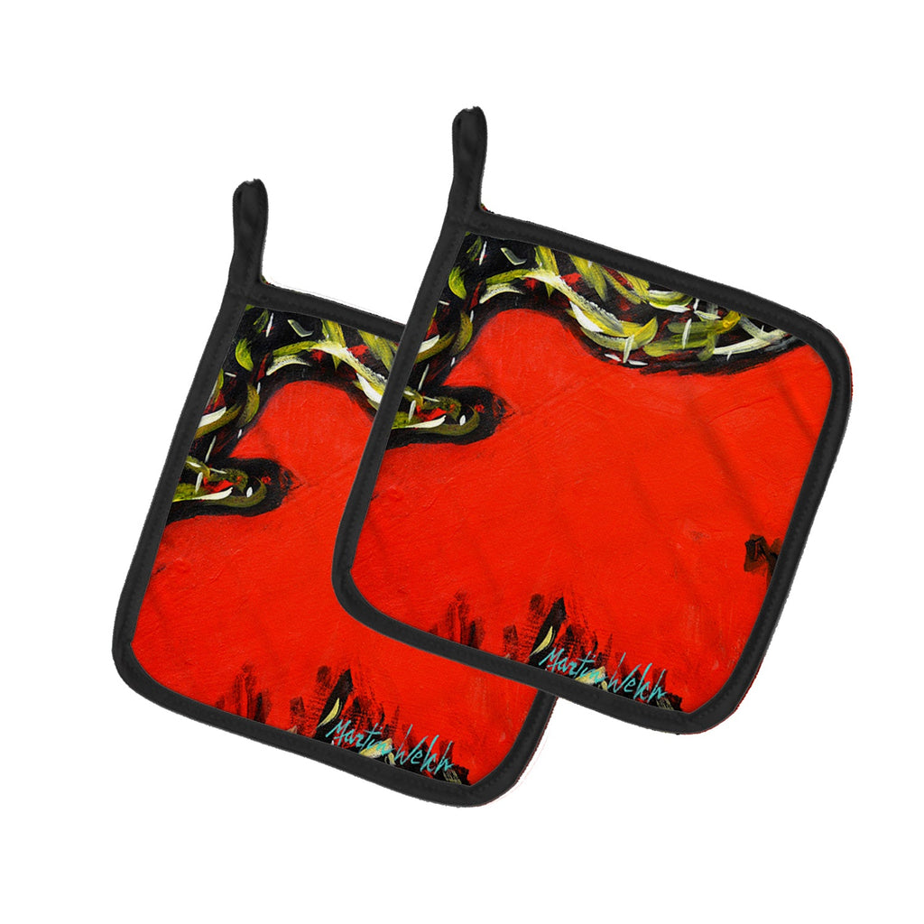 Scared Crow Pot Holder Set of 2 Heat Resistant Quilted Hot Pads 7.5 x 7.5 Inch, Insulated Kitchen Trivets for Cooking & Baking