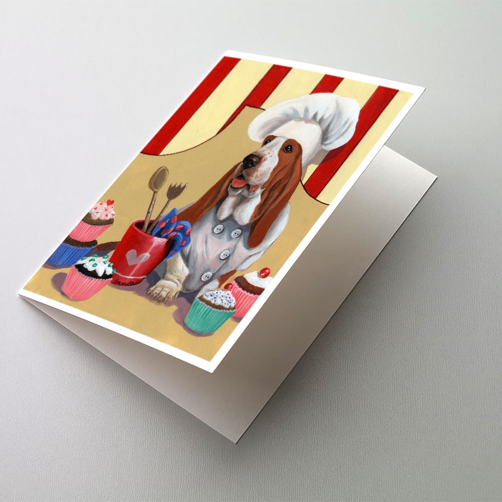 Basset Hound Cupcake Hound Greeting Cards Pack of 8 Blank Cards with Envelopes Whimsical A7 Size 5x7