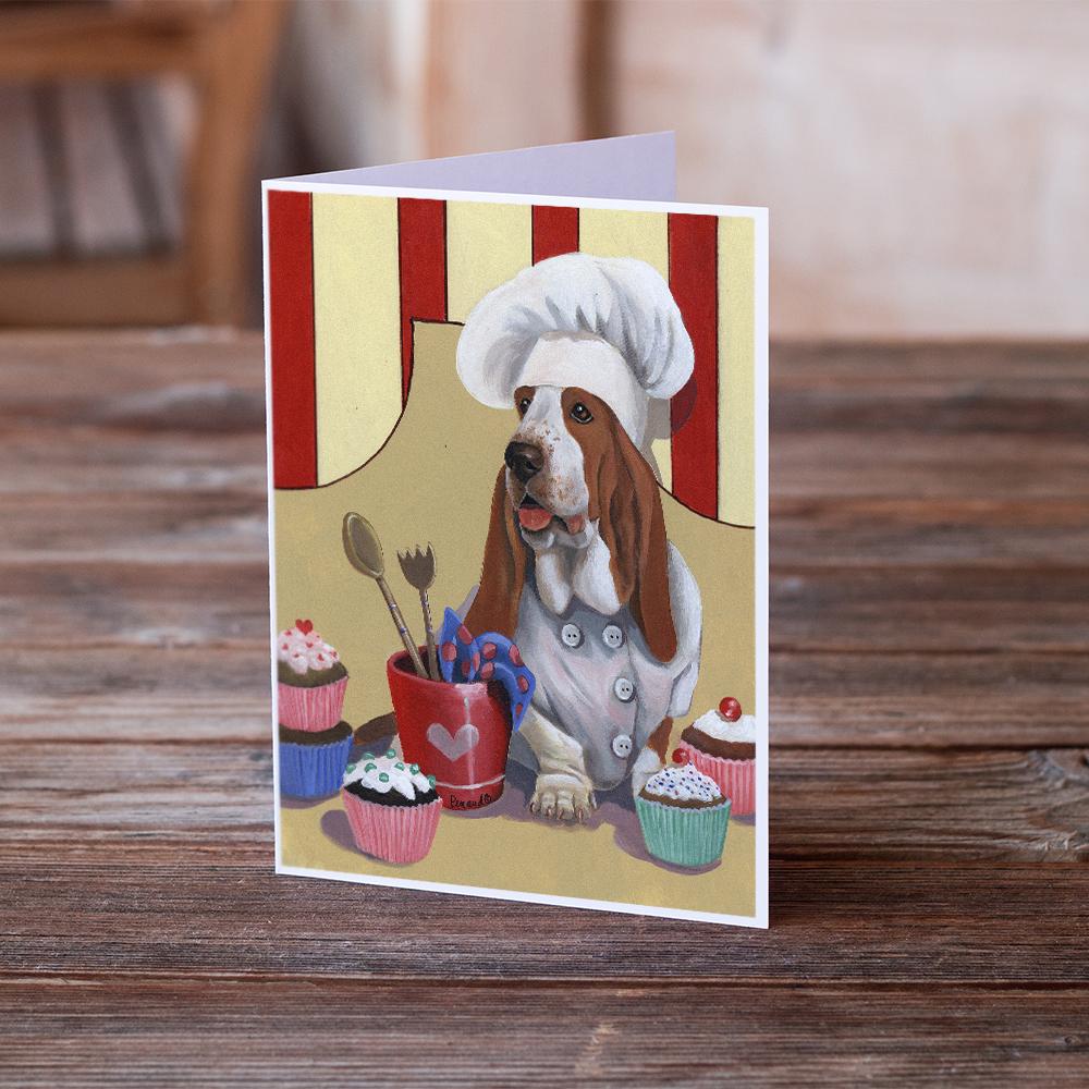 Basset Hound Cupcake Hound Greeting Cards Pack of 8 Blank Cards with Envelopes Whimsical A7 Size 5x7