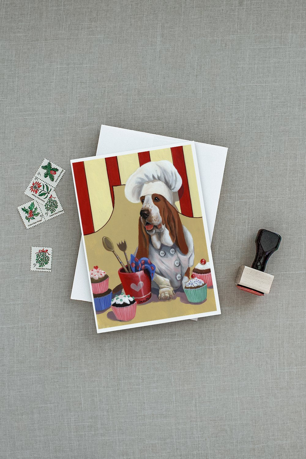 Basset Hound Cupcake Hound Greeting Cards Pack of 8 Blank Cards with Envelopes Whimsical A7 Size 5x7