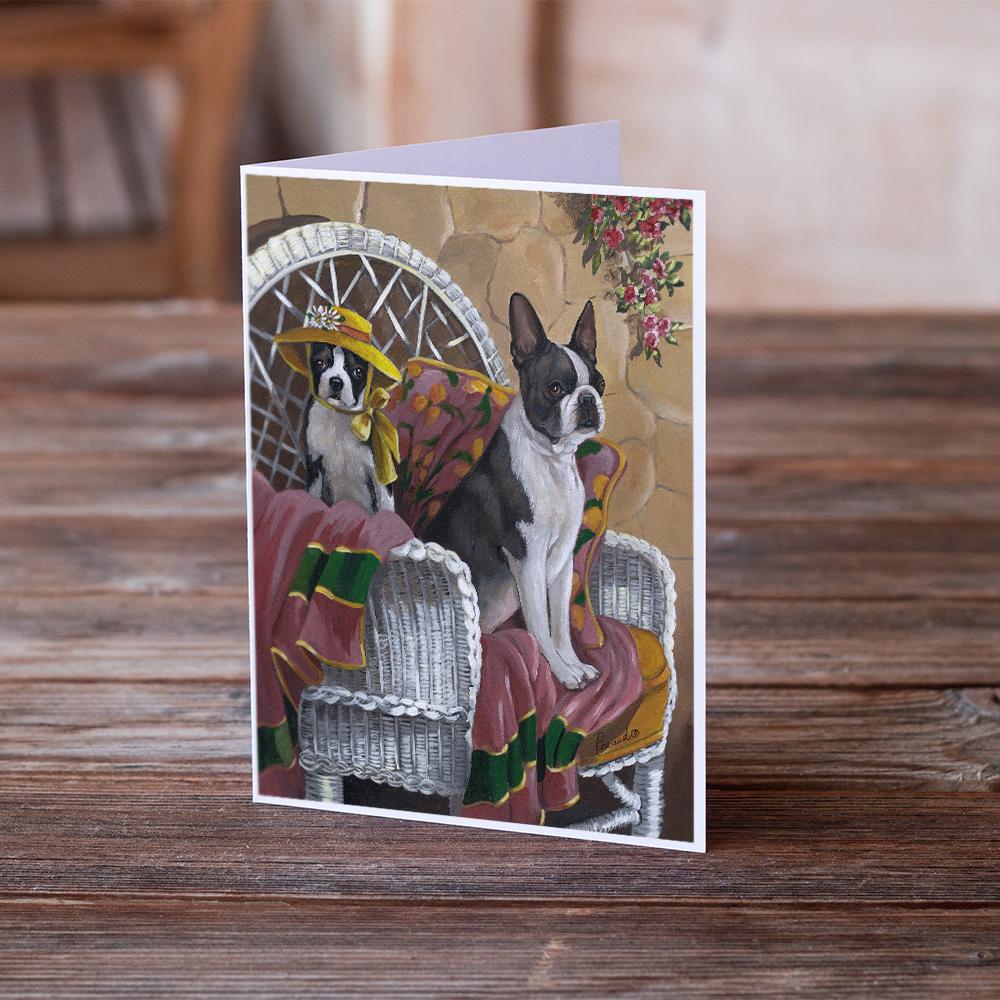 Boston Terrier Patio Gems Greeting Cards Pack of 8 Blank Cards with Envelopes Whimsical A7 Size 5x7