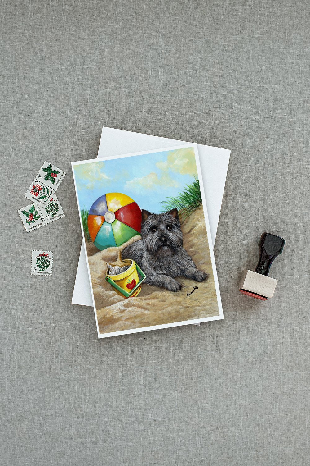 Cairn Terrier At the Beach Greeting Cards Pack of 8 Blank Cards with Envelopes Whimsical A7 Size 5x7