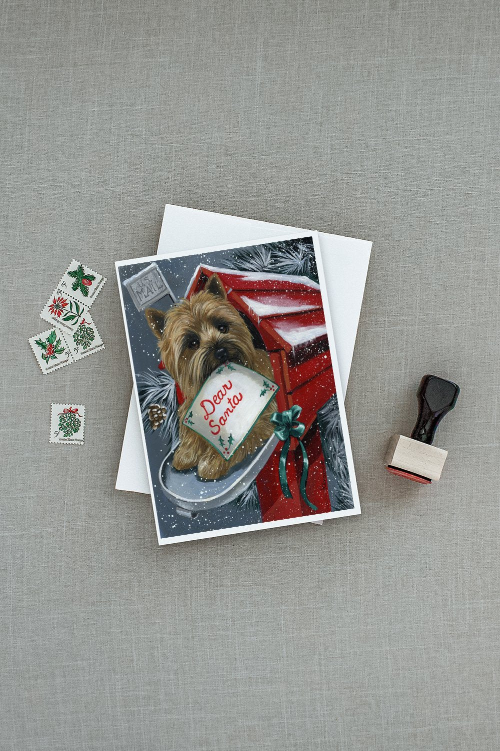 Cairn Terrier Christmas Letter to Santa Greeting Cards Pack of 8 Blank Cards with Envelopes Whimsical A7 Size 5x7