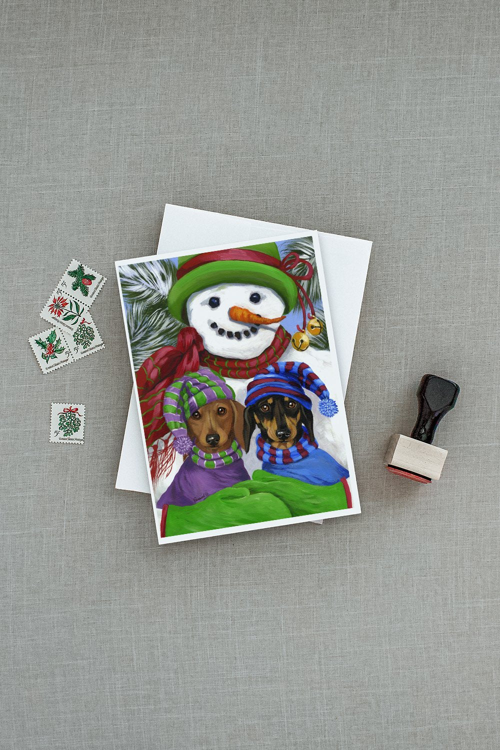 Dachshund Christmas Frosty and Company Greeting Cards Pack of 8 Blank Cards with Envelopes Whimsical A7 Size 5x7