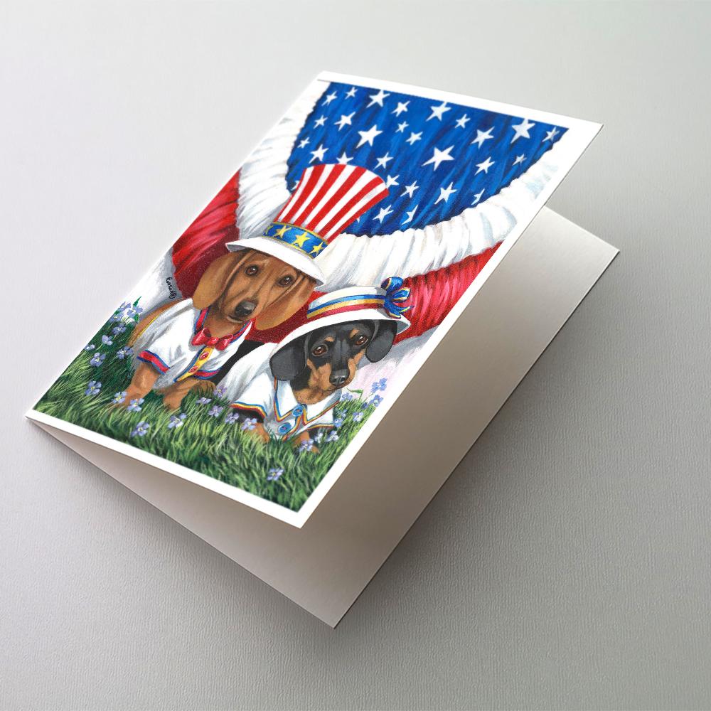 Dachshund USA Greeting Cards Pack of 8 Blank Cards with Envelopes Whimsical A7 Size 5x7