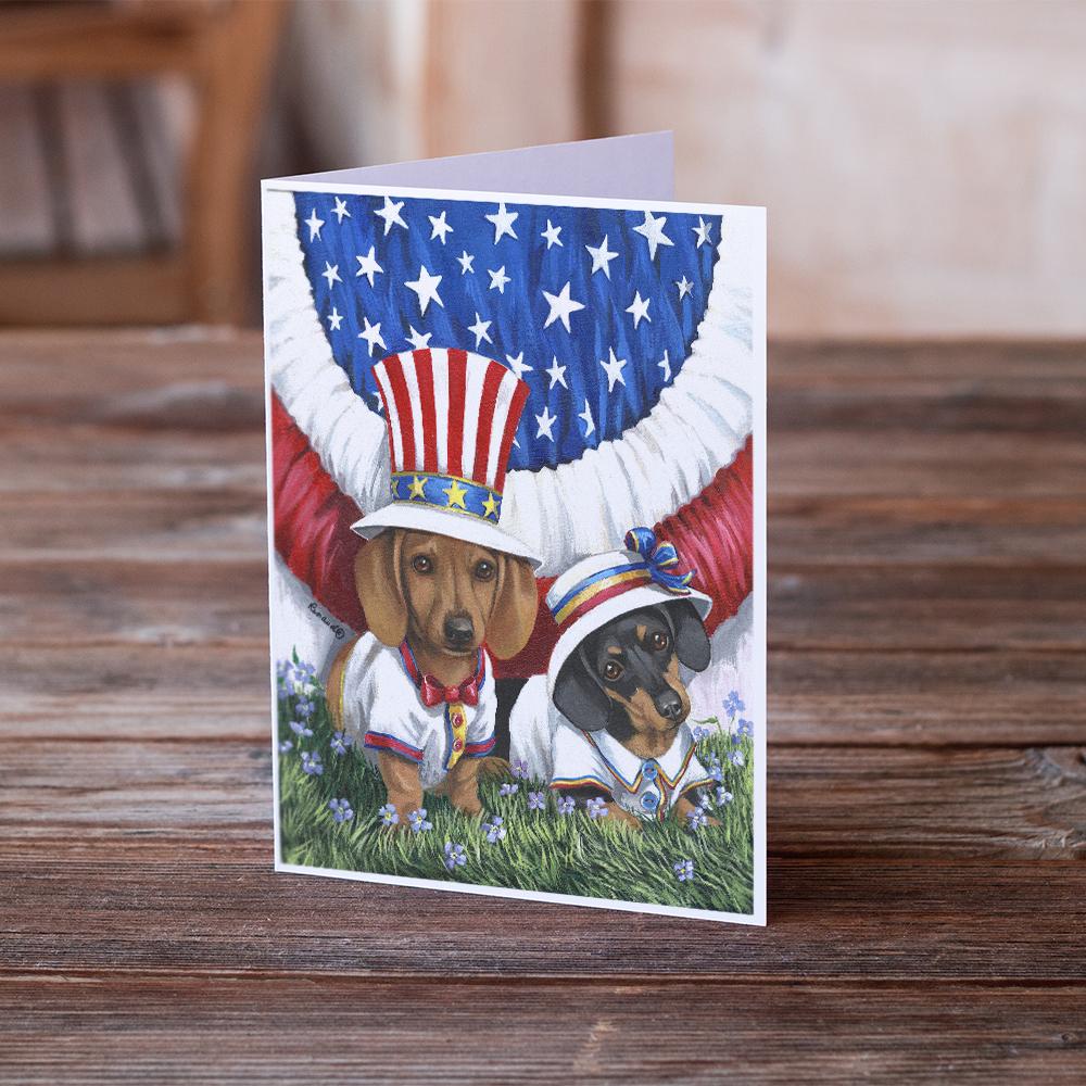 Dachshund USA Greeting Cards Pack of 8 Blank Cards with Envelopes Whimsical A7 Size 5x7