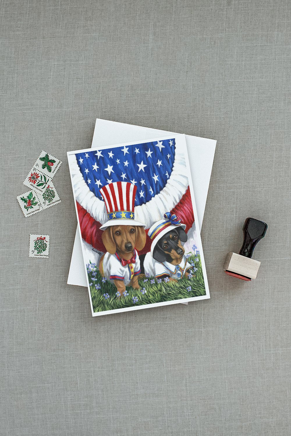 Dachshund USA Greeting Cards Pack of 8 Blank Cards with Envelopes Whimsical A7 Size 5x7