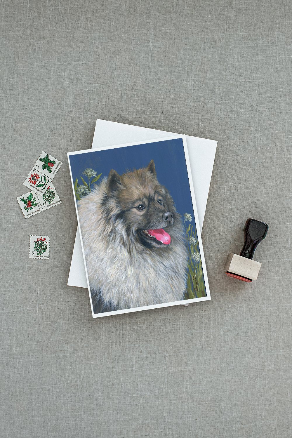 Keeshond Greeting Cards Pack of 8 Blank Cards with Envelopes Whimsical A7 Size 5x7