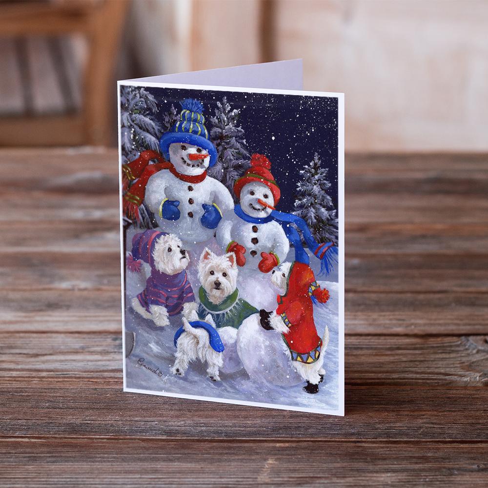 Westie Snowpeople Greeting Cards Pack of 8 Blank Cards with Envelopes Whimsical A7 Size 5x7