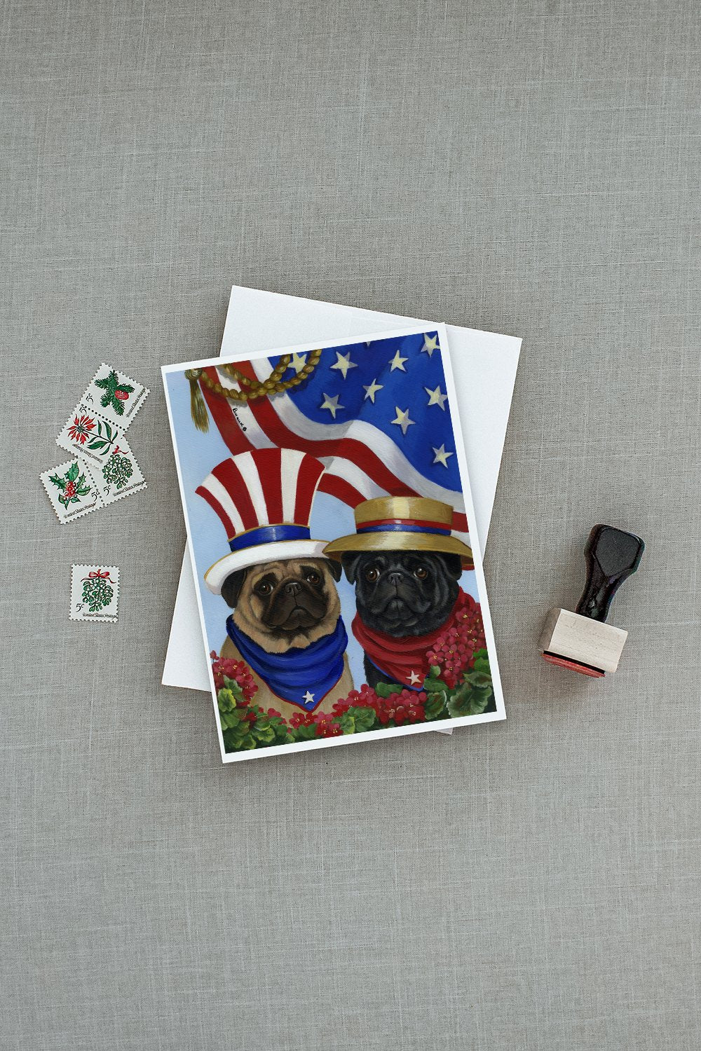 Pug USA Greeting Cards Pack of 8 Blank Cards with Envelopes Whimsical A7 Size 5x7