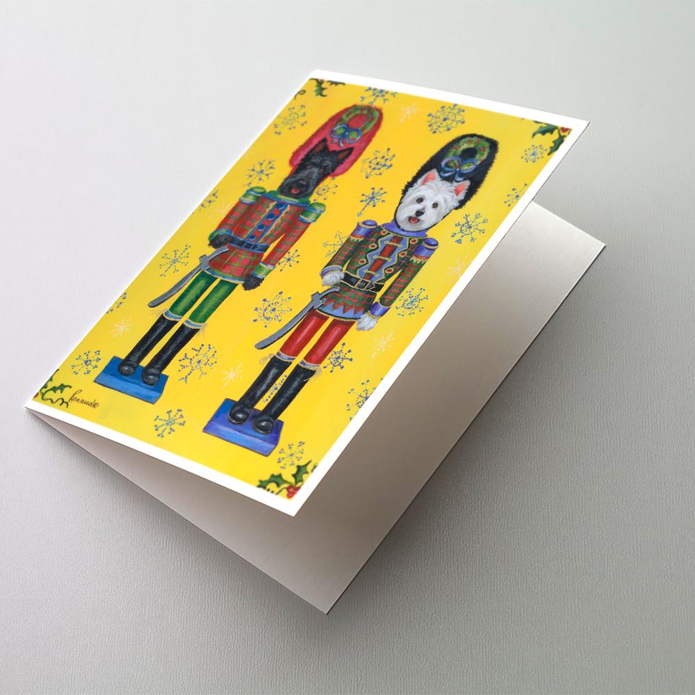 Scottie and Westie Christmas Nutcrackers Greeting Cards Pack of 8 Blank Cards with Envelopes Whimsical A7 Size 5x7