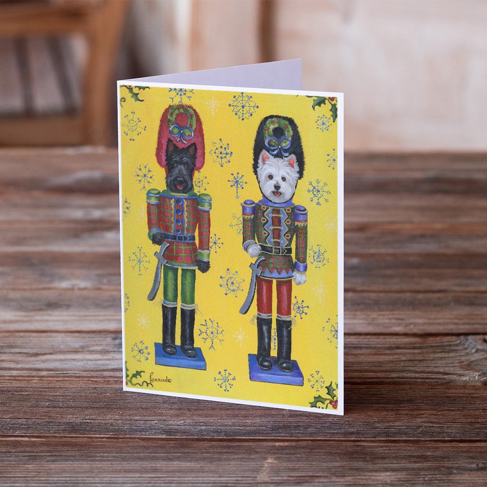 Scottie and Westie Christmas Nutcrackers Greeting Cards Pack of 8 Blank Cards with Envelopes Whimsical A7 Size 5x7