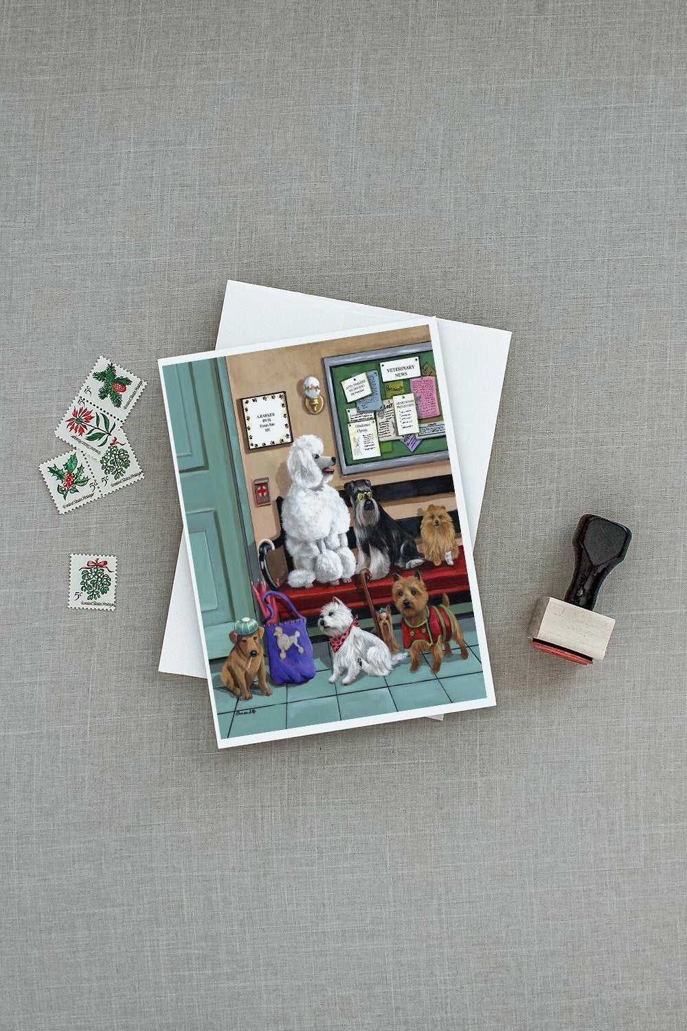 Dogs Vet Visit Greeting Cards Pack of 8 Blank Cards with Envelopes Whimsical A7 Size 5x7