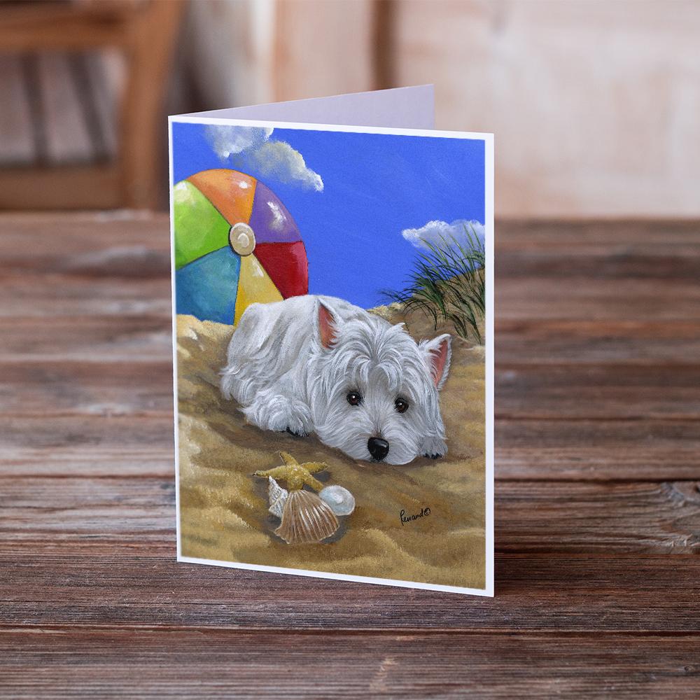 Westie Beach Baby Greeting Cards Pack of 8 Blank Cards with Envelopes Whimsical A7 Size 5x7