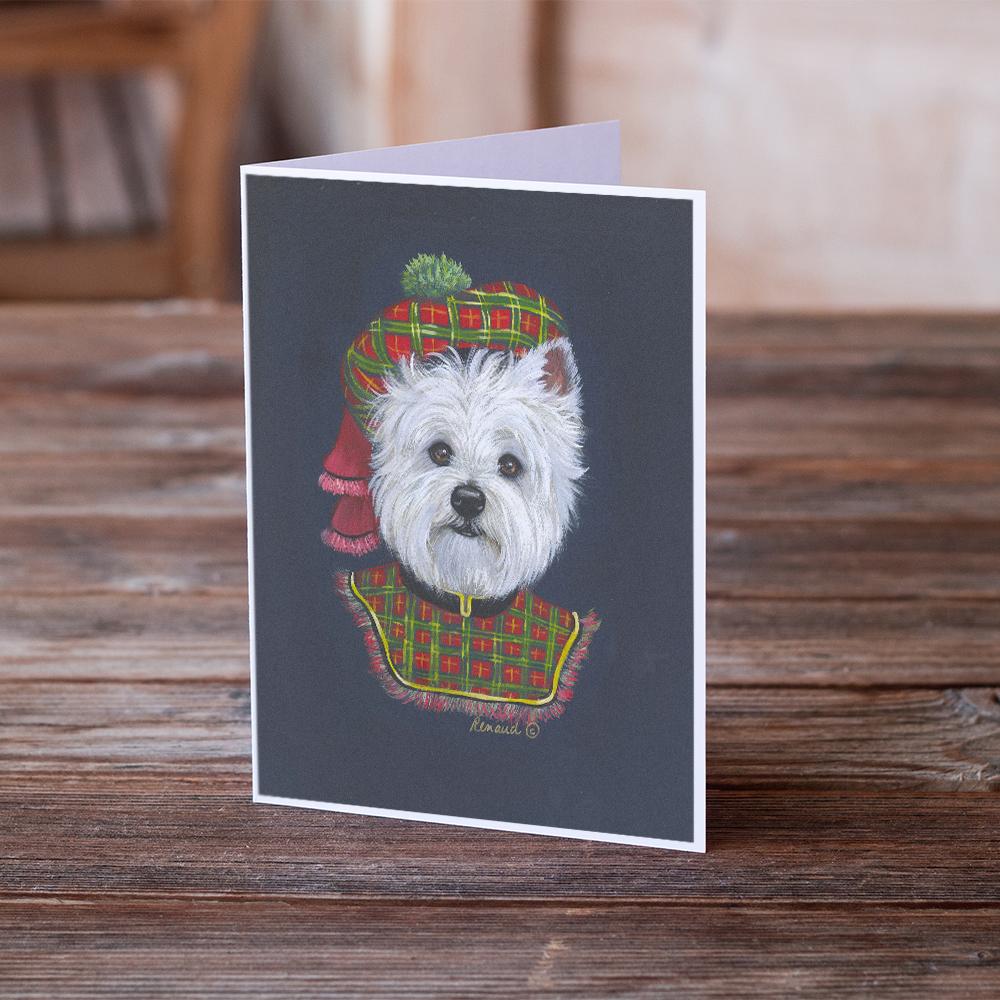 Westie Lad Plaid Greeting Cards Pack of 8 Blank Cards with Envelopes Whimsical A7 Size 5x7