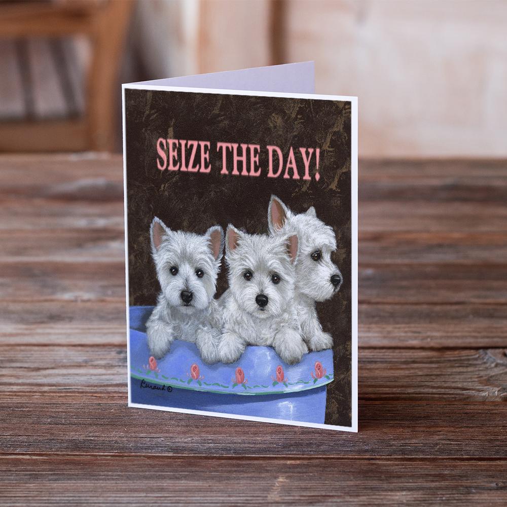 Westie Seize the Day Greeting Cards Pack of 8 Blank Cards with Envelopes Whimsical A7 Size 5x7