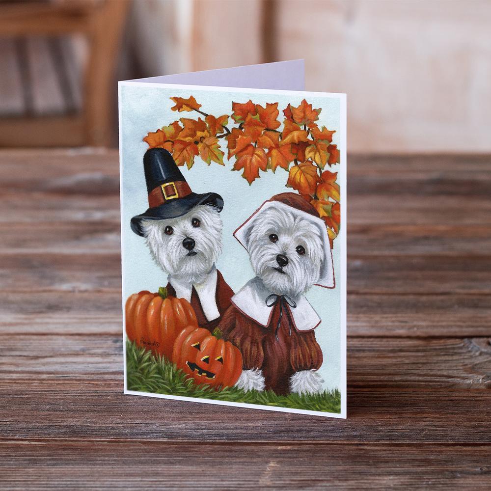 Westie Thanksgiving Pilgrims Greeting Cards Pack of 8 Blank Cards with Envelopes Whimsical A7 Size 5x7