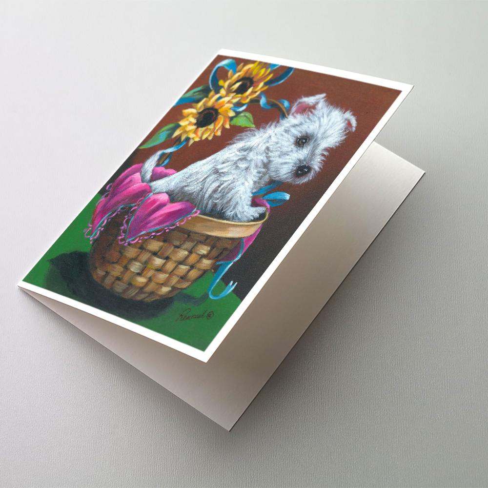 Westie Zoe and Sunflowers Greeting Cards Pack of 8 Blank Cards with Envelopes Whimsical A7 Size 5x7