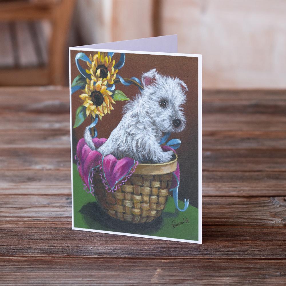 Westie Zoe and Sunflowers Greeting Cards Pack of 8 Blank Cards with Envelopes Whimsical A7 Size 5x7