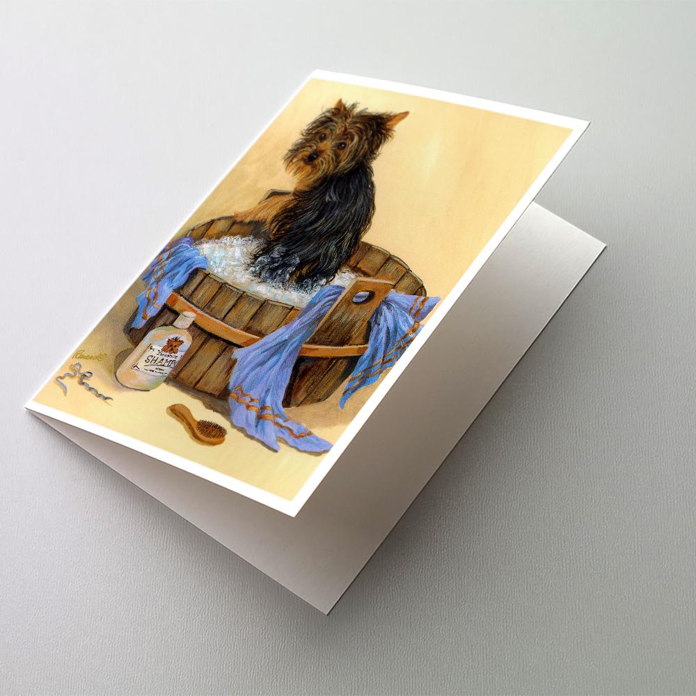 Yorkie Bath Time Greeting Cards Pack of 8 Blank Cards with Envelopes Whimsical A7 Size 5x7