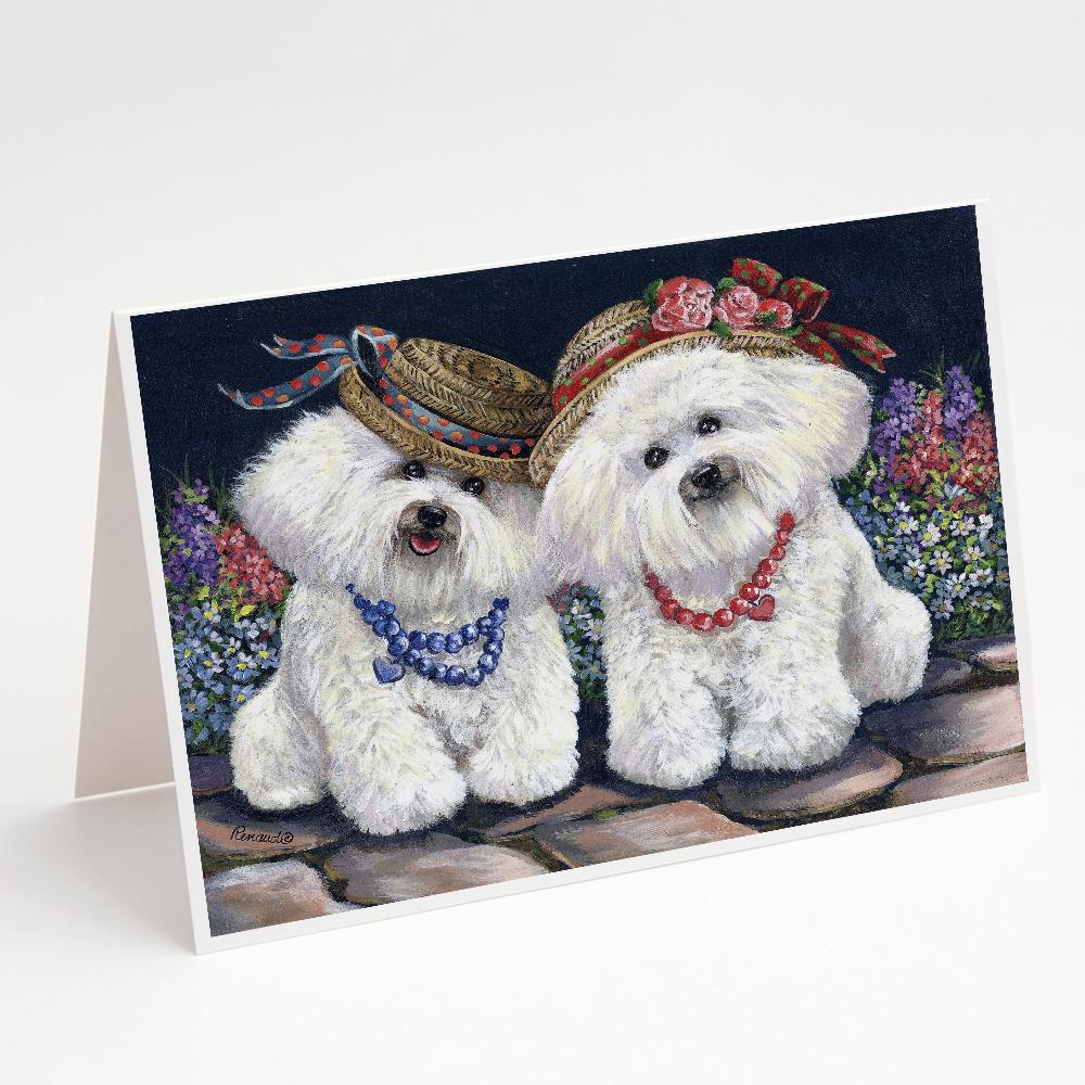 Bichon Frise Sisters Greeting Cards Pack of 8 Blank Cards with Envelopes Whimsical A7 Size 5x7