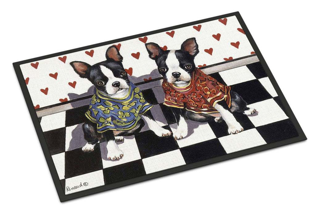 Boston Terrier Puppy Love Doormat Indoor Outdoor 24H X 36W Front Door Mat Rugs for Entryway, Non Slip Washable Low Pile,