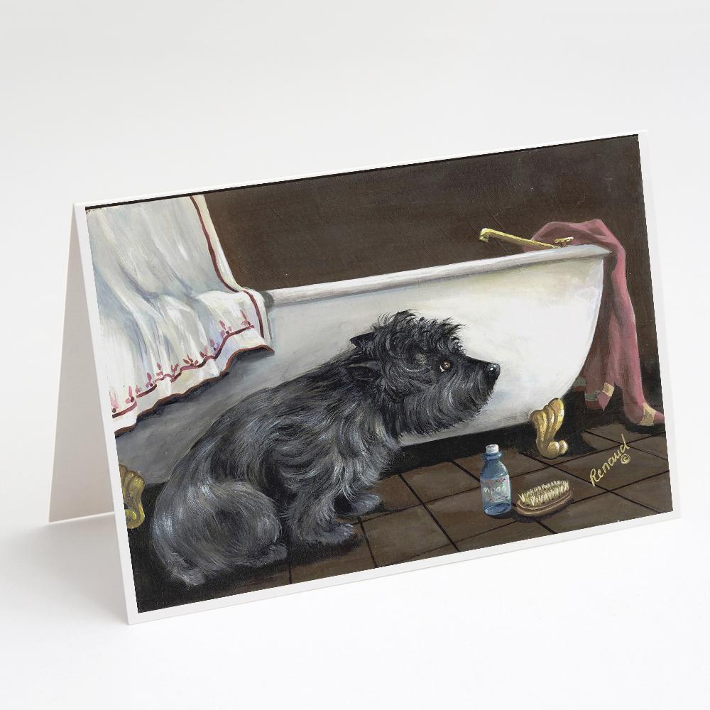 Cairn Terrier Bath Time Greeting Cards Pack of 8 Blank Cards with Envelopes Whimsical A7 Size 5x7