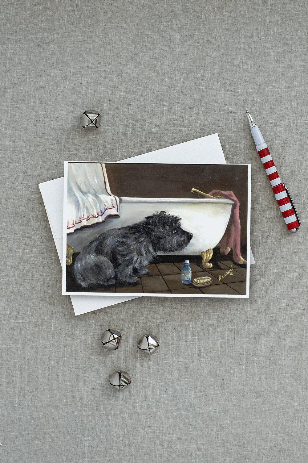 Cairn Terrier Bath Time Greeting Cards Pack of 8 Blank Cards with Envelopes Whimsical A7 Size 5x7