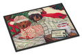 Dachshund Christmas Waiting for Santa Doormat Indoor Outdoor 18H X 27W Front Door Mat Rugs for Entryway, Non Slip Washable