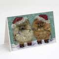 Pomeranian Christmas Lighten Up Greeting Cards Pack of 8 Blank Cards with Envelopes Whimsical A7 Size 5x7