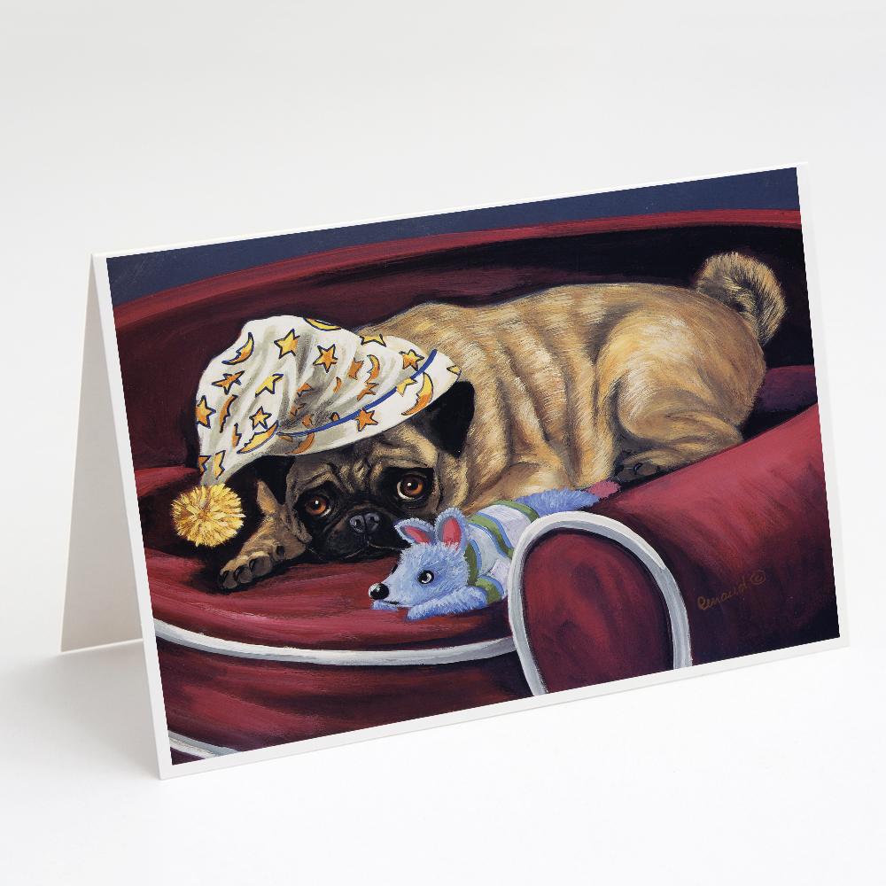 Pug Goodnight Sweetheart Greeting Cards Pack of 8 Blank Cards with Envelopes Whimsical A7 Size 5x7