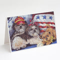 Shih Tzu Americana Sweethearts Greeting Cards Pack of 8 Blank Cards with Envelopes Whimsical A7 Size 5x7