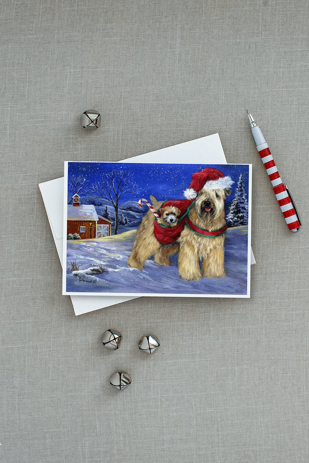 Wheaten Terrier Christmas Greeting Cards Pack of 8 Blank Cards with Envelopes Whimsical A7 Size 5x7