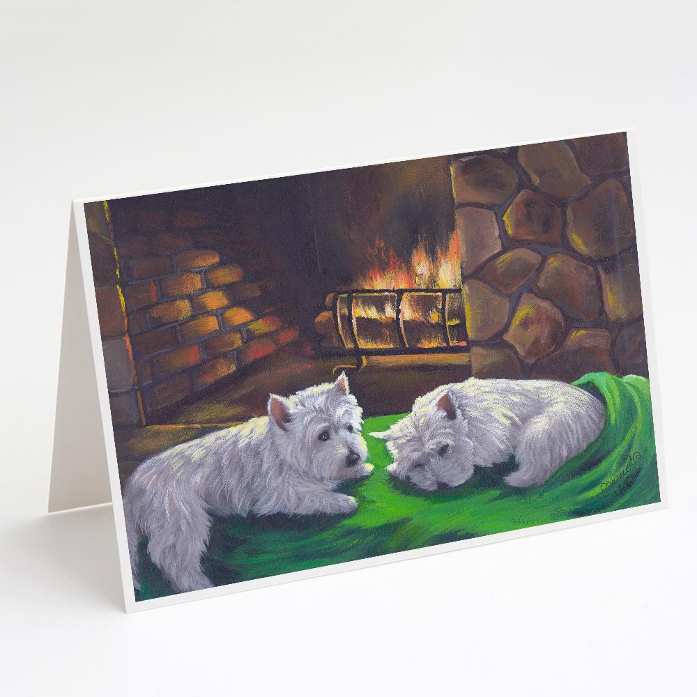 Westie A Winter's Night Greeting Cards Pack of 8 Blank Cards with Envelopes Whimsical A7 Size 5x7