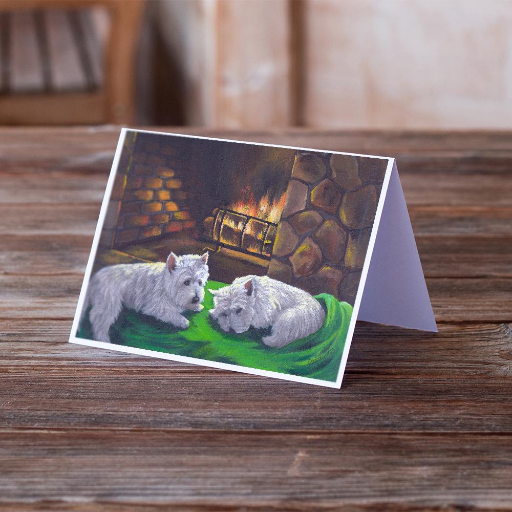 Westie A Winter's Night Greeting Cards Pack of 8 Blank Cards with Envelopes Whimsical A7 Size 5x7
