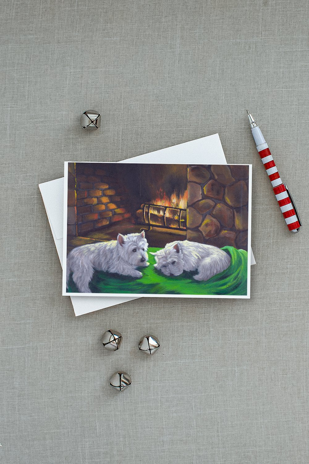 Westie A Winter's Night Greeting Cards Pack of 8 Blank Cards with Envelopes Whimsical A7 Size 5x7