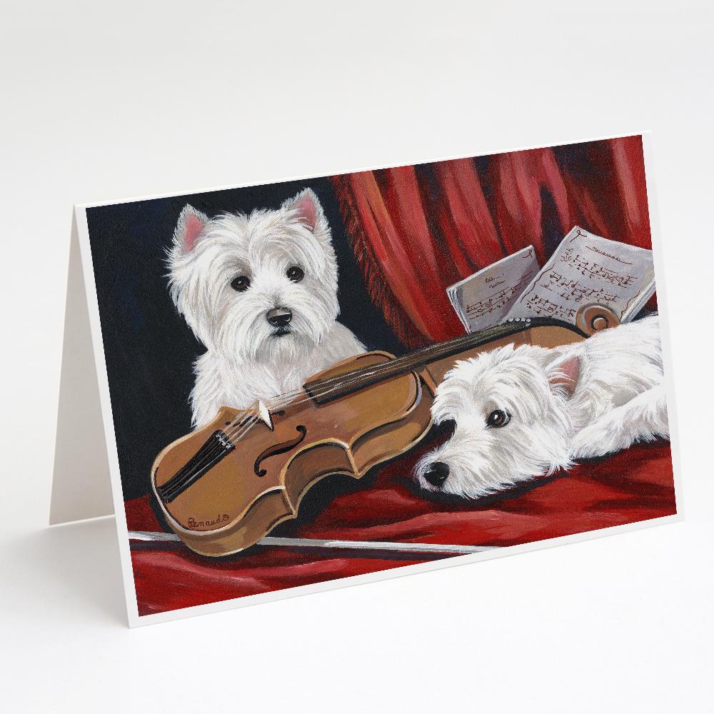 Westie Fiddlers Greeting Cards Pack of 8 Blank Cards with Envelopes Whimsical A7 Size 5x7
