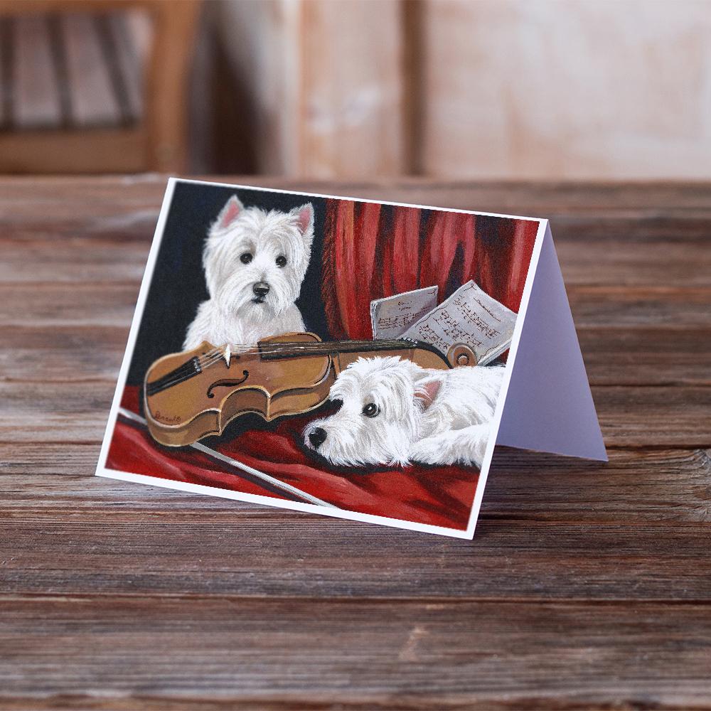 Westie Fiddlers Greeting Cards Pack of 8 Blank Cards with Envelopes Whimsical A7 Size 5x7