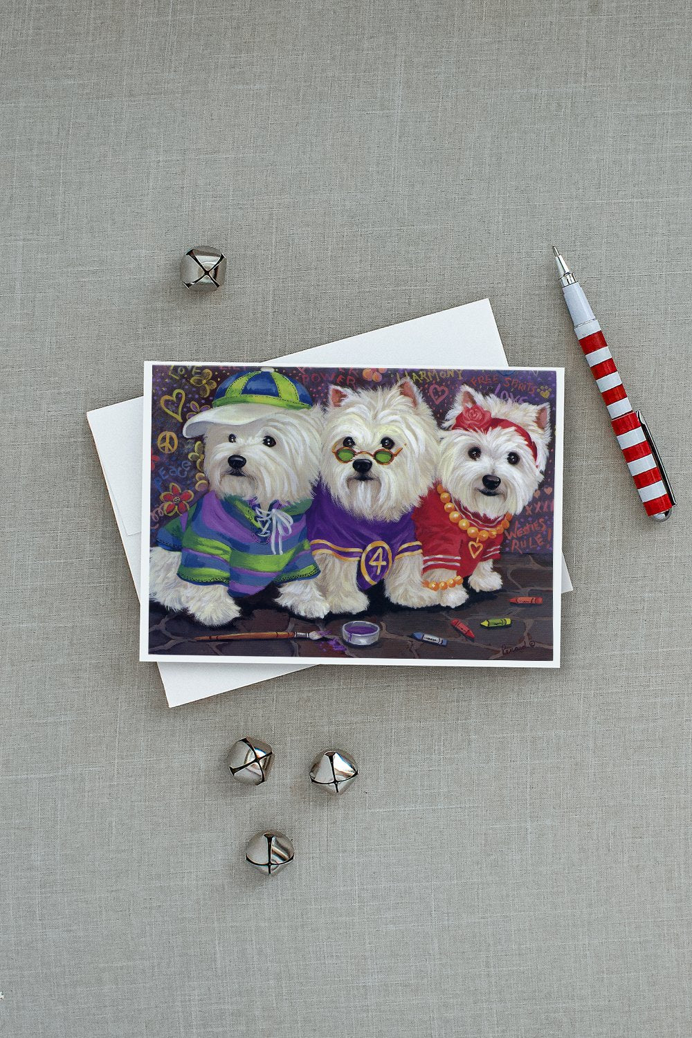 Westie Free Spirits Greeting Cards Pack of 8 Blank Cards with Envelopes Whimsical A7 Size 5x7