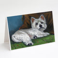 Westie Wake Up Greeting Cards Pack of 8 Blank Cards with Envelopes Whimsical A7 Size 5x7