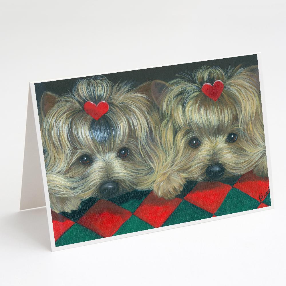 Yorkshire Terrier Yorkie 2 Hearts Greeting Cards Pack of 8 Blank Cards with Envelopes Whimsical A7 Size 5x7