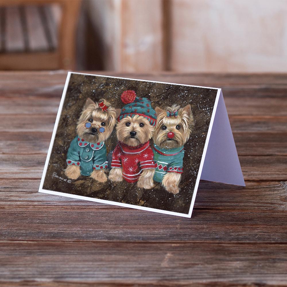 Yorkshire Terrier Yorkie Christmas Elves Greeting Cards Pack of 8 Blank Cards with Envelopes Whimsical A7 Size 5x7