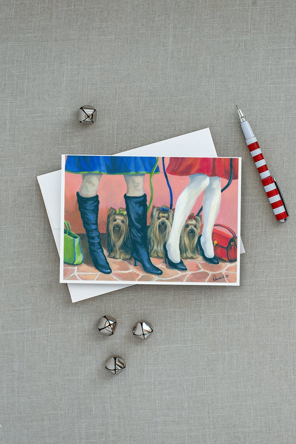 Yorkshire Terrier Yorkie on the Go Greeting Cards Pack of 8 Blank Cards with Envelopes Whimsical A7 Size 5x7