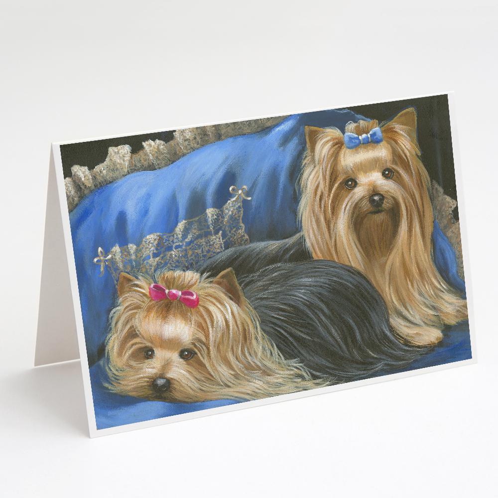Yorkshire Terrier Yorkie Satin and Lace Greeting Cards Pack of 8 Blank Cards with Envelopes Whimsical A7 Size 5x7