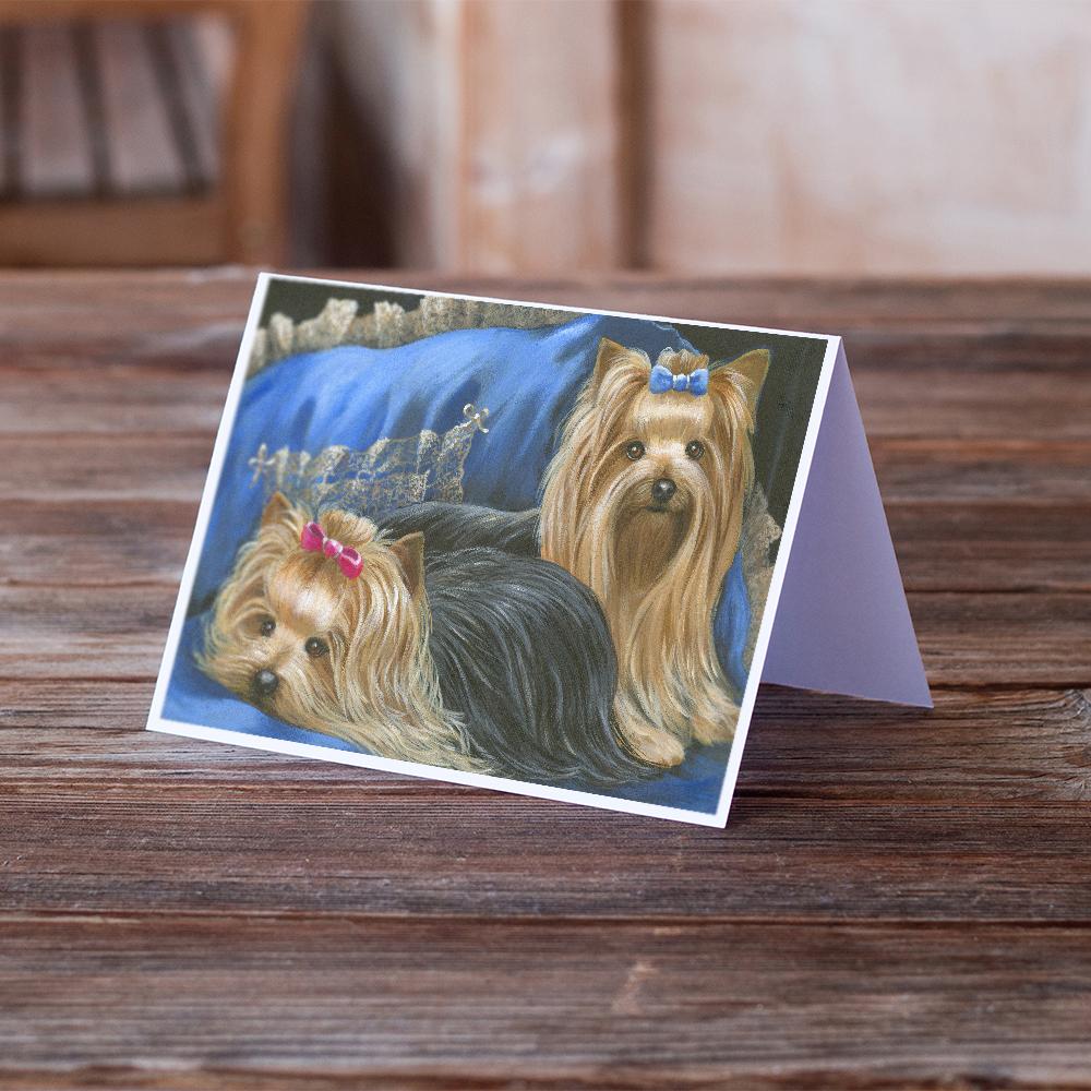 Yorkshire Terrier Yorkie Satin and Lace Greeting Cards Pack of 8 Blank Cards with Envelopes Whimsical A7 Size 5x7
