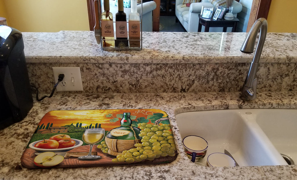 Soave, Apple, Wine and Cheese Dish Drying Mat Absorbent Dish Drying Mat Pad for Kitchen Counter Dish Drainer Mat for Countertop, 14 x 21", Multicolor