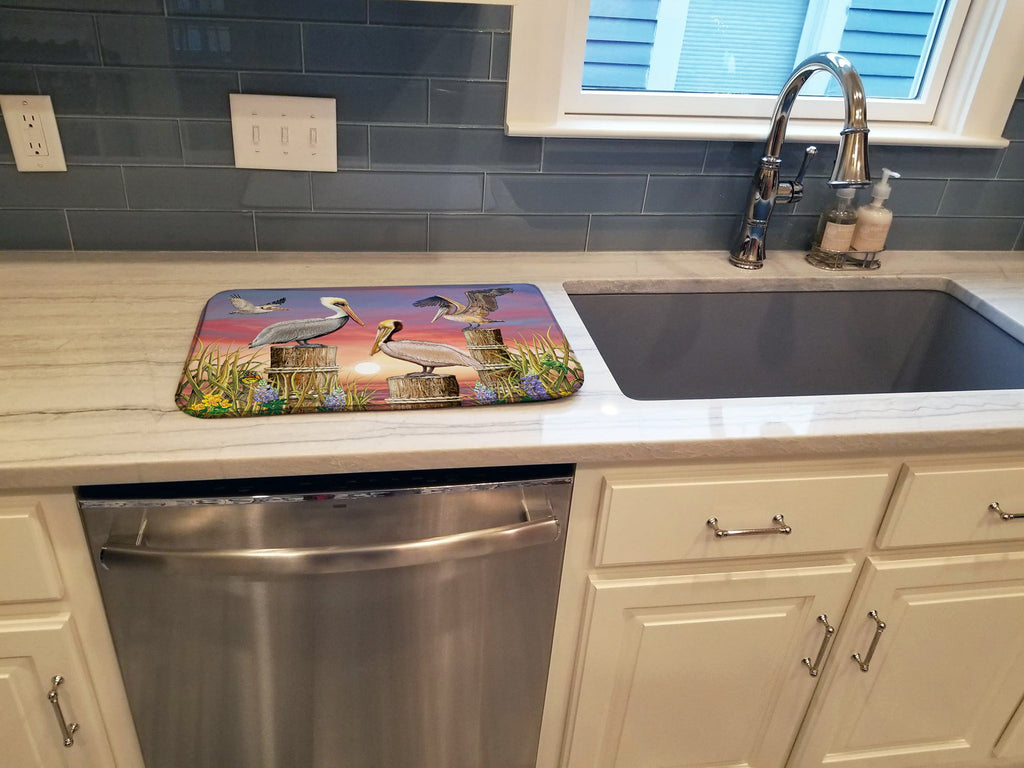 Pelicans Dish Drying Mat Absorbent Dish Drying Mat Pad for Kitchen Counter Dish Drainer Mat for Countertop, 14 x 21", Multicolor